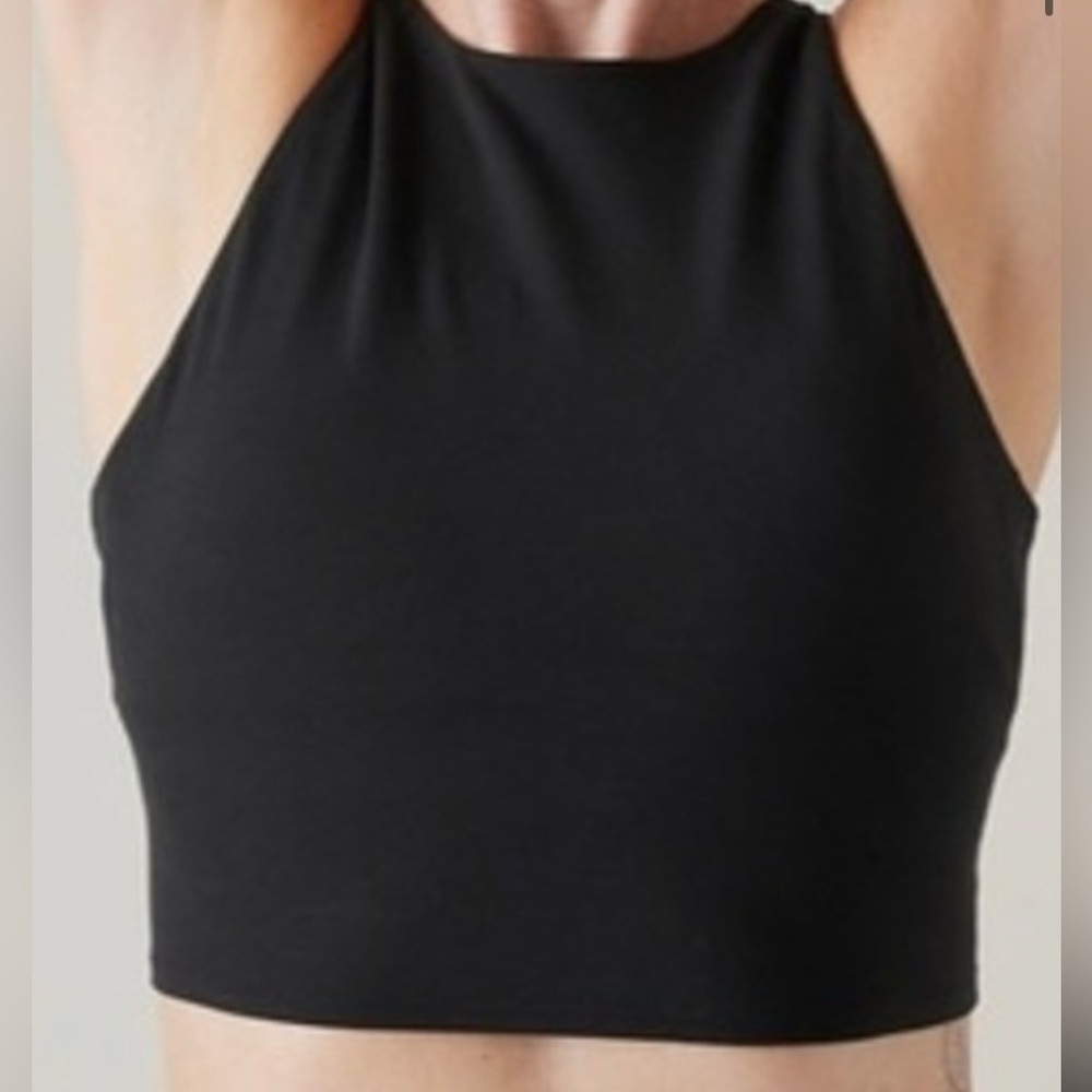 Athleta Black Longline Conscious Strappy Crop Bra Sz Medium